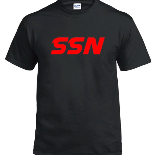 SSN Black T-Shirt Red Letters